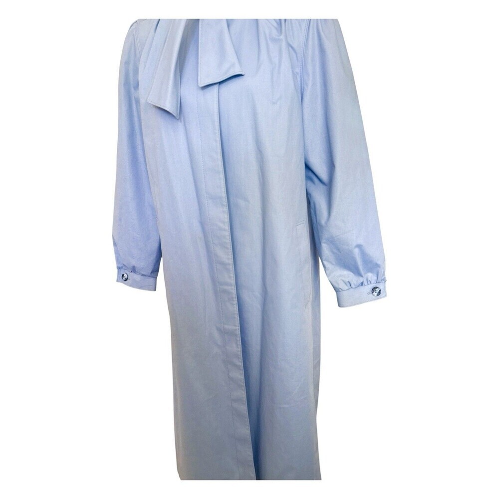 London Fog Powder Blue Tie Neck Trench Rain Coat Size 8 Vintage 1970s - Picture 3 of 8